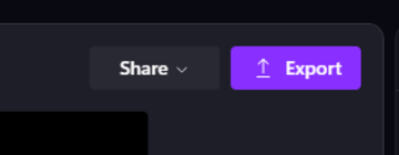 Screenshot of part of Clipchamp window, showing the 'Export' button.