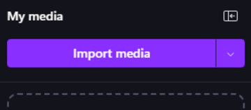 Screenshot of part of the Climpchamp video project page, showing the 'Import media' button.